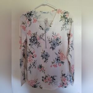 NWT. Floral Long Sleeve Top - Pink and Gray